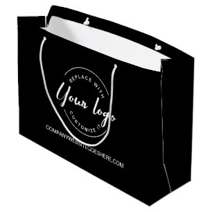 Grand Sac Cadeau Logo blanc et site Web Custom Business