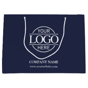 Grand Sac Cadeau Logo d'affaires bleu marine moderne promotion