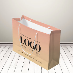 Grand Sac Cadeau Logo de l'entreprise d'été Peach & Yellow personna