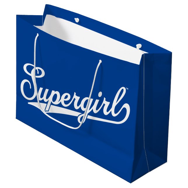 Grand Sac Cadeau Logo du nom étoilé Supergirl Baseball (Devant Angle)