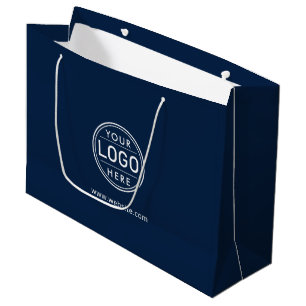 Grand Sac Cadeau Logo Entreprise Société Bleu Marine Simple
