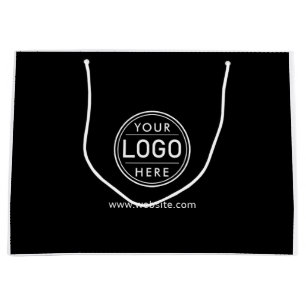 Grand Sac Cadeau Logo Entreprise Société Noir Simple