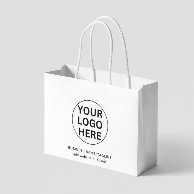 Grand Sac Cadeau Logo et texte promotionnels pour entreprise en noi (Créateur téléchargé)
