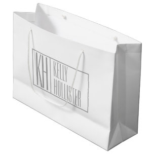 Grand Sac Cadeau Logo Moderne Grey Initiales & Nom