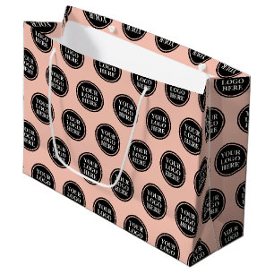 Grand Sac Cadeau Logo personnalisé d'entreprise avec fond rose