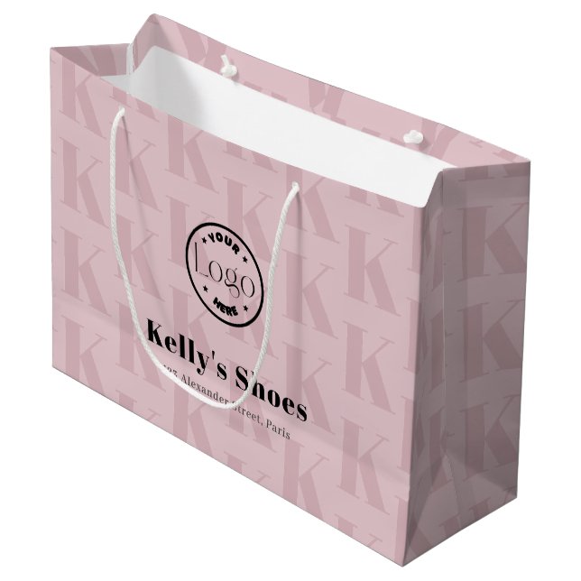 Grand Sac Cadeau Logo personnalisé élégant pour l'entreprise | Mono (Devant Angle)