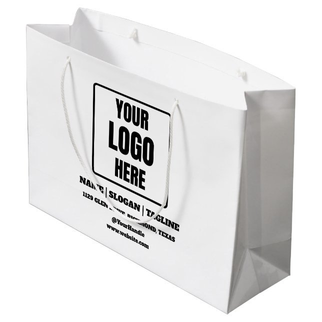 Grand Sac Cadeau Logo personnalisé pour petites entreprises en noir (Dos Angle)