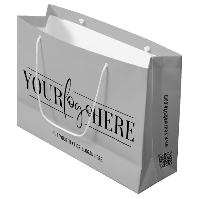 Grand Sac Cadeau Logo Personnalisé Simple Avec Code QR Business Gre (Devant Angle)