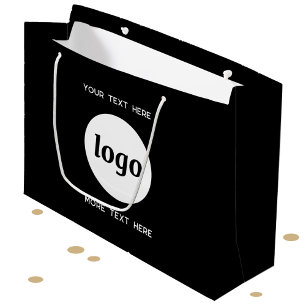 Grand Sac Cadeau Logo simple Texte Marque commerciale Noir