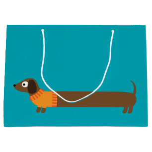 Grand Sac Cadeau Longue illustration mignonne de teckel