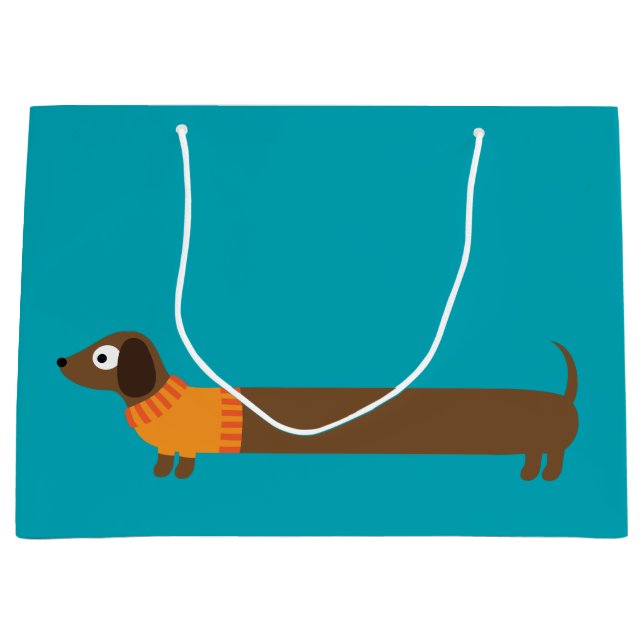 Grand Sac Cadeau Longue illustration mignonne de teckel (Devant)