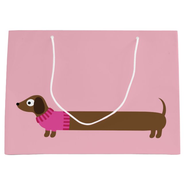 Grand Sac Cadeau Longue illustration mignonne de teckel (Devant)