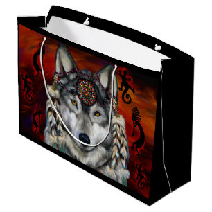 GRAND SAC CADEAU LOUP GRIS