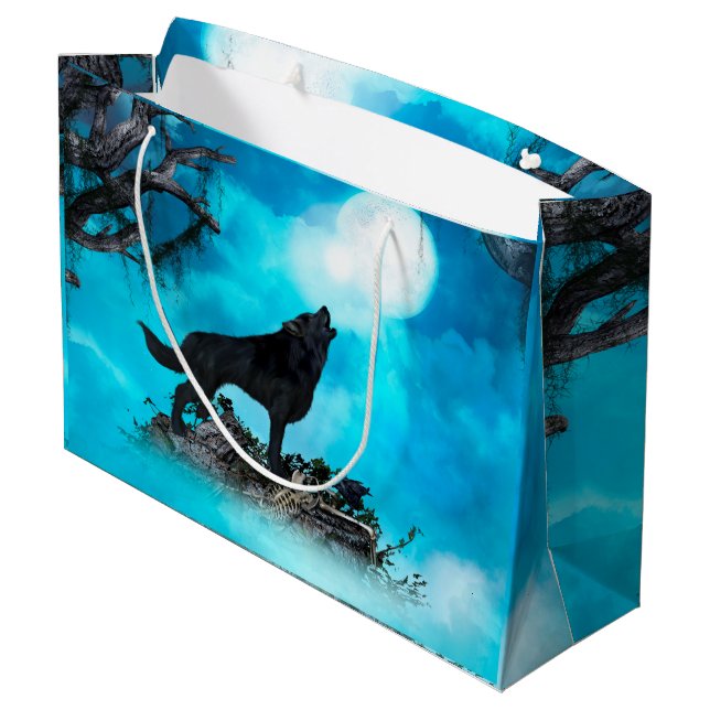 Grand Sac Cadeau Loup impressionnant (Dos Angle)