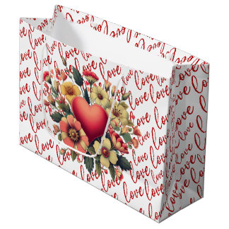 Grand Sac Cadeau Love And Flowers Valentine 
