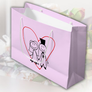Grand Sac Cadeau Love Heart Couple Mariage