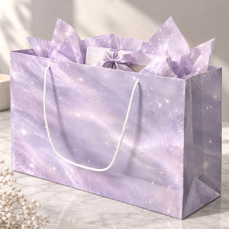 Grand Sac Cadeau Lune de Lavande Céleste Brillance