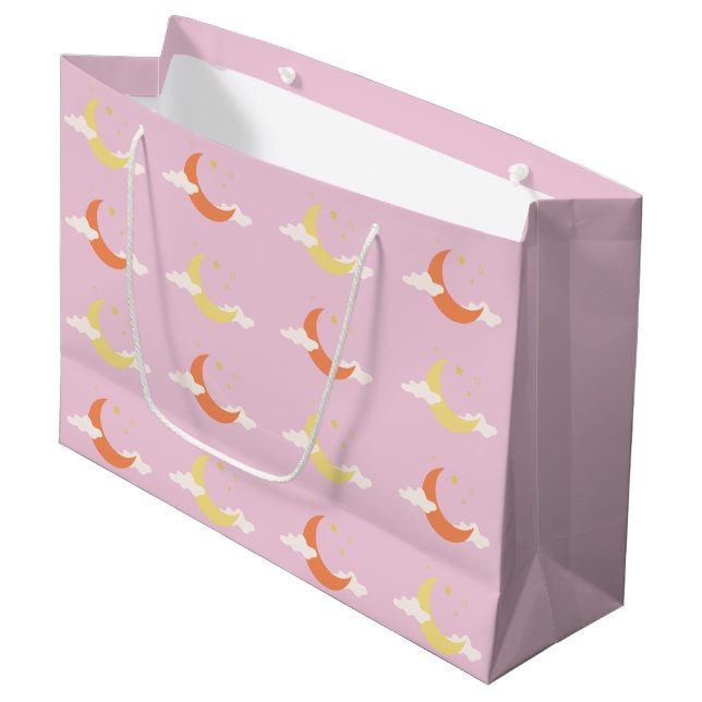 Grand Sac Cadeau Lune et étoiles (Devant Angle)