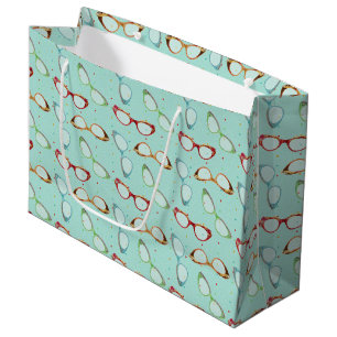 Grand Sac Cadeau Lunettes de vue Motif turquoise avec points