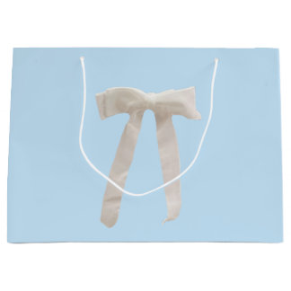 Grand Sac Cadeau Luxueux Nœud Blanc