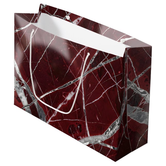 Grand Sac Cadeau Luxury glossy red marble (Devant Angle)