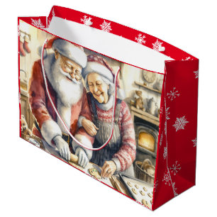 Grand Sac Cadeau M. et Mme Claus Baking Cookies Noël