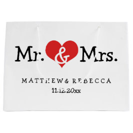 Grand Sac Cadeau M. et Mme Mariage de Red Heart Personnalisé