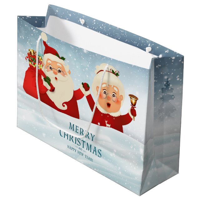 Grand Sac Cadeau M. et Mme Santa Claus (Devant Angle)