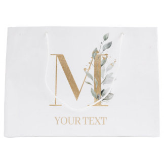 Grand Sac Cadeau M Monogramme Floral Personnalisé