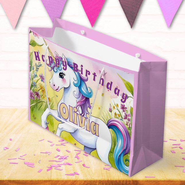 Grand Sac Cadeau Magic Pastel Custom Unicorn Anniversaire (Créateur téléchargé)