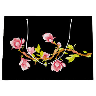 Grand Sac Cadeau Magnolia Noir