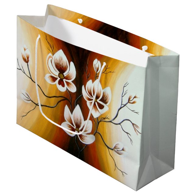 Grand Sac Cadeau magnolien, acrylique (Devant Angle)