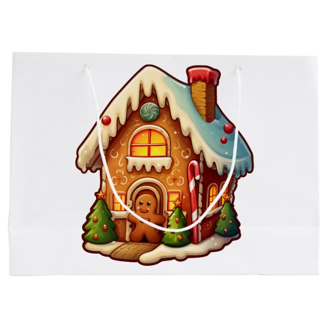 Grand Sac Cadeau Maison de pain d'épices (Dos)
