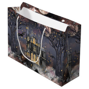 Grand Sac Cadeau Maison hantée Arbre à Pleines lunes Éffrayantes
