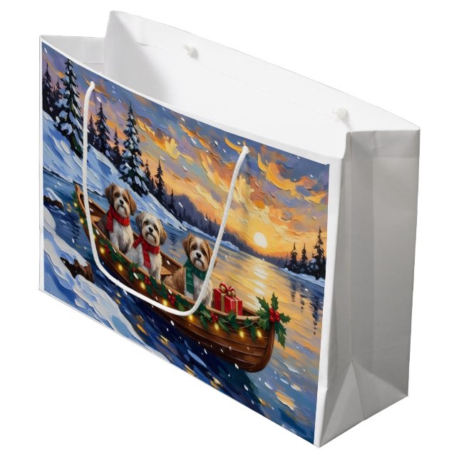 Grand Sac Cadeau Malti Tzu Christmas Boat Holiday (Devant Angle)