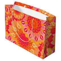Mandala superposé orange rose jaune