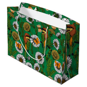 Grand Sac Cadeau Mangeurs d'abeilles sur une prairie printanière