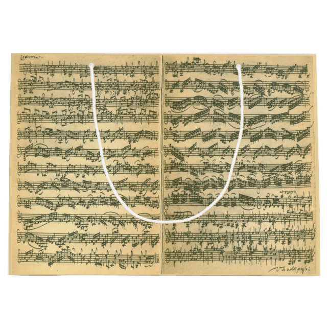 Grand Sac Cadeau Manuscrit de Bach Chaconne pour le violon solo (Devant)