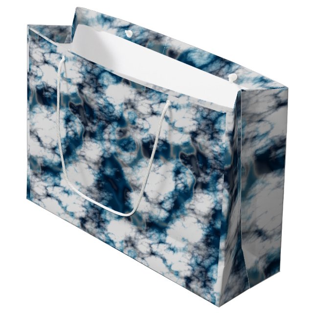 Grand Sac Cadeau Marbre bleu (Devant Angle)