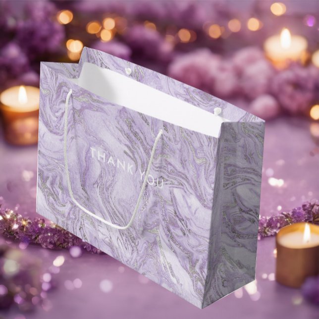Grand Sac Cadeau Marbre moderne Parties scintillant violet fille pe (Créateur téléchargé)