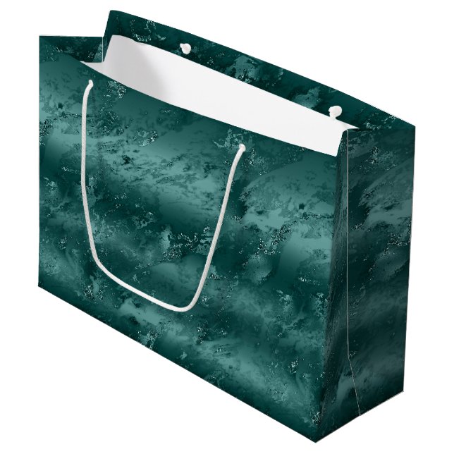 Grand Sac Cadeau Marbre vert émeraude (Devant Angle)