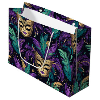 Grand Sac Cadeau Mardi Gras Feathers And Mask