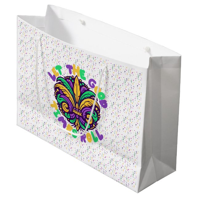 Grand Sac Cadeau Mardi Gras Laissez rouler les bons moments (Devant Angle)
