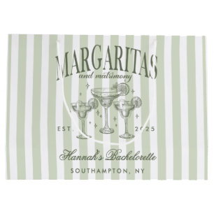 Grand Sac Cadeau Margaritas Rétro Modernes et Mariage Rayé Bach