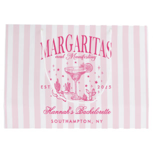 Grand Sac Cadeau Margaritas Rétro Modernes et Mariage Rayé Bach