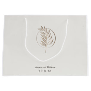 Grand Sac Cadeau Mariage à brindilles 3d ivoire