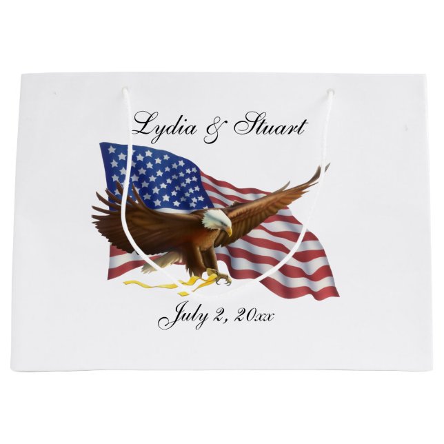 Grand Sac Cadeau Mariage américain du drapeau et de l'aigle (Devant)