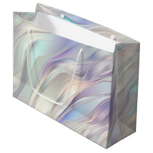 Grand Sac Cadeau Mariage blanc Aqua Blue Purple Pearl