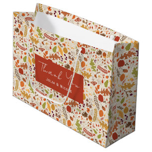 Grand Sac Cadeau Mariage Bohème Floral Rustique Automne