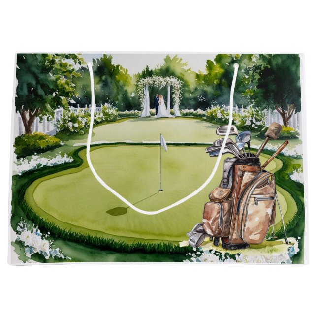 Grand Sac Cadeau Mariage de golf (Devant)